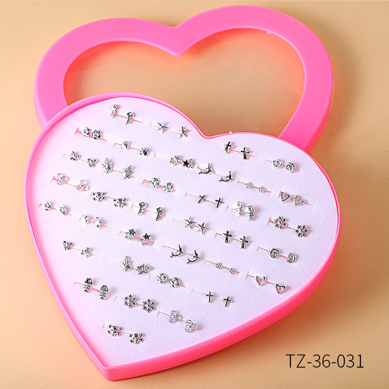 Set 36 đôi bông tai hình trái tim
