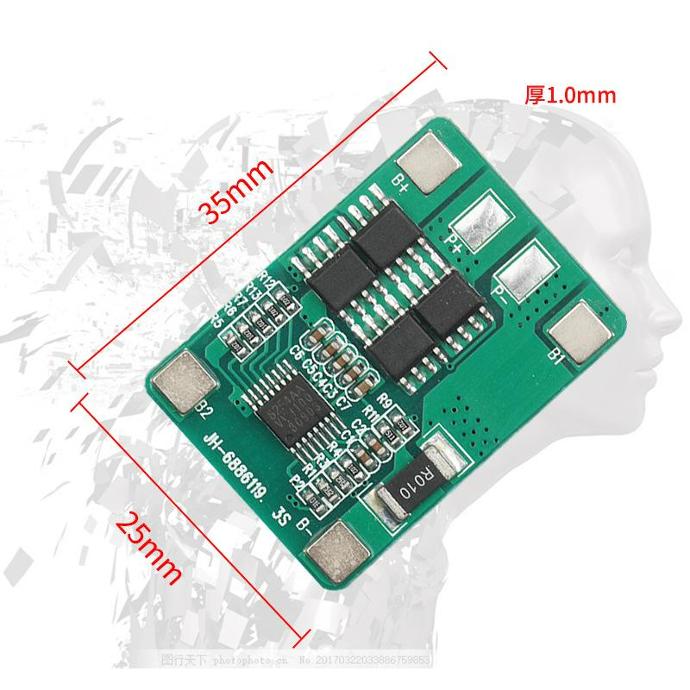 Mạch bảo vệ pin 18650 3s5A vuông 886119